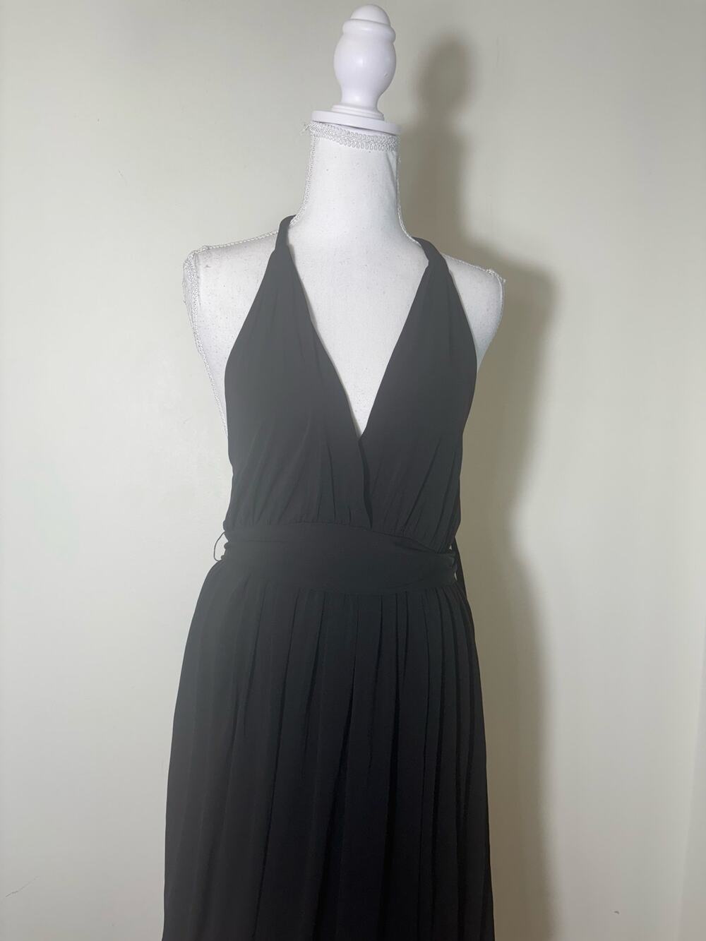 BCBG Black Backless Halter Midi Dress Sz M